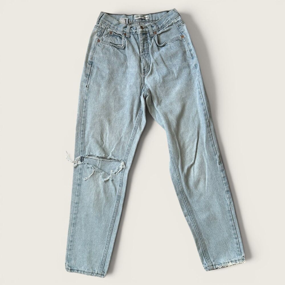 Vintage 90s Calvin Klein Jeans Women's  Union Made Light Wash Jeans 25x28 High